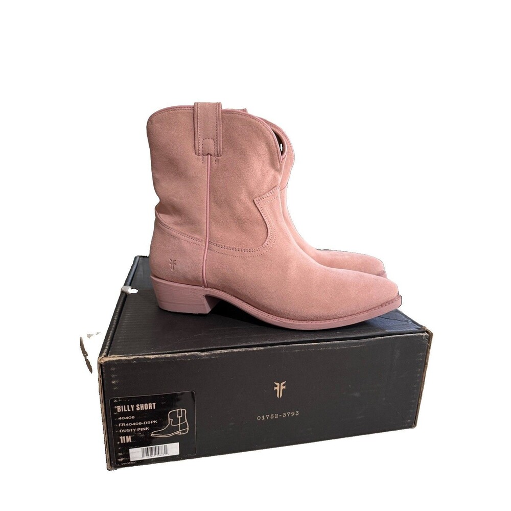 Frye Billy Short Western Bootie Blush Pink Woman 11 Pull Tab Suede Pointed Toe